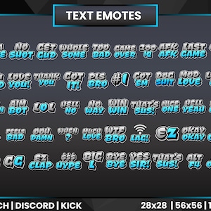 Monarch Blue Text Twitch  Emotes | Stream Emotes Set | Twitch Chat Emotes for Streamers | Twitch Sub and Bit Badges | Grey and Blue Emotes