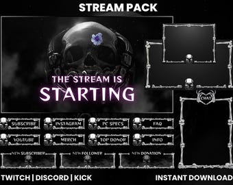 Gas Mask Skull Stream Pack | Animated Twitch Overlay (Digital Download)