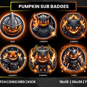 Halloween Pumpkin Twitch Sub Badges | Jack O&#39;Lantern Stream Badges | Pumpkin Twitch Bit Badges | Pumpkin Sub Badges | Pumpkin  Badges |