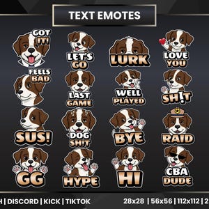 16 emotikonów tekstowych szczeniaka | Emotki psa | Brązowe emotikony | Emotki zwierzaka | Discord | Emotki kopnięcia YouTube | Emotki brązowego psa Twitch
