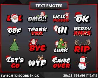 Christmas Text Emotes | Twitch, Discord, Kick (PNG)