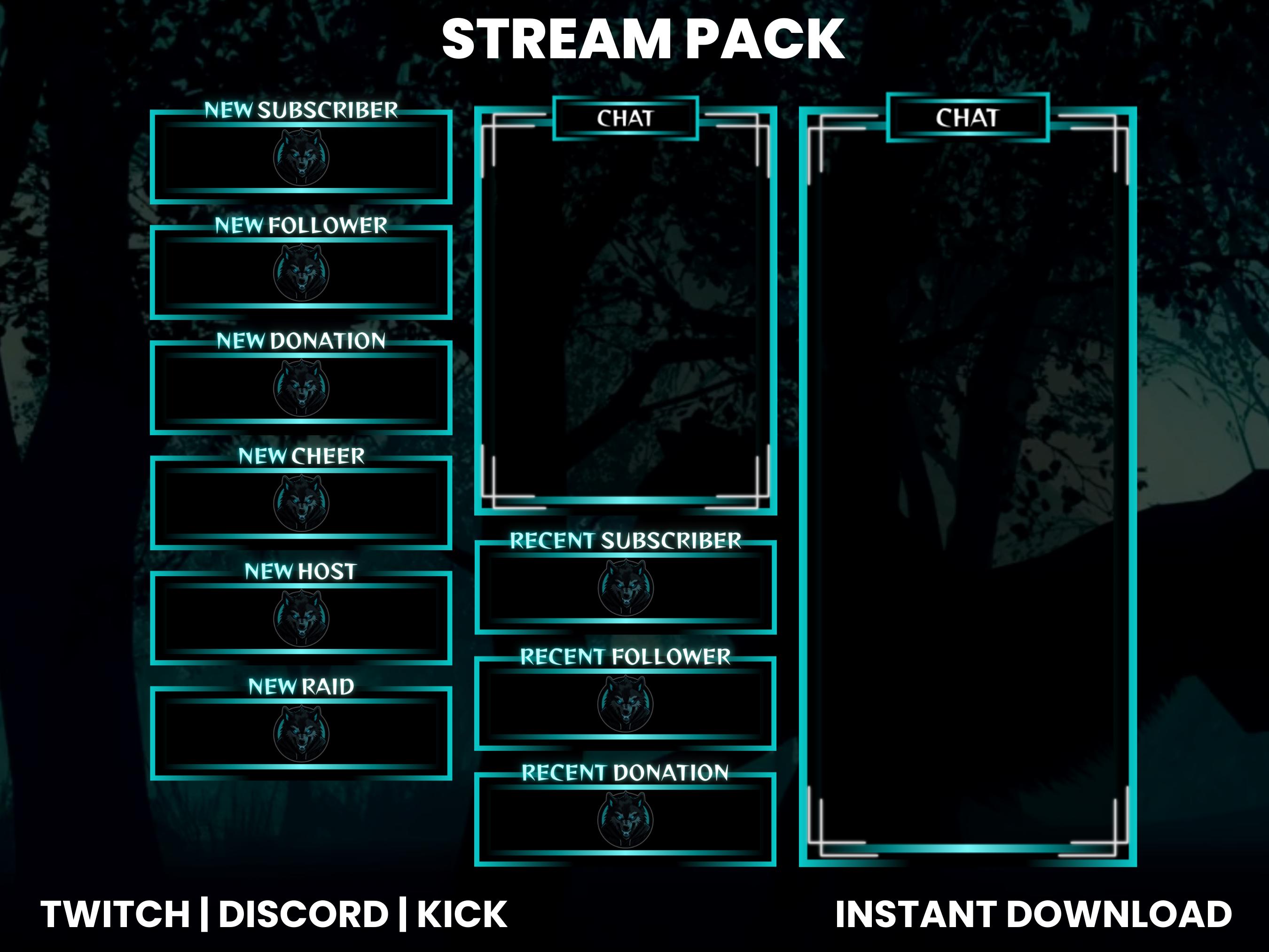 Neon Wolf Twitch Stream Pack |forest & Night Overlays |twitch Stream ...