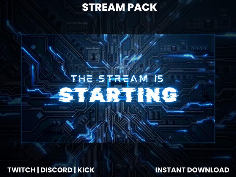 Blue Tech Stream Pack| Tech Stream Design | Chatbox Overlay | Twitch ...