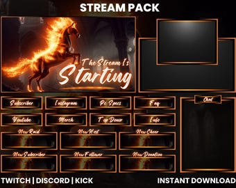 Animated Fire Horse Stream Pack | Dark Fantasy Theme (Digital Download)