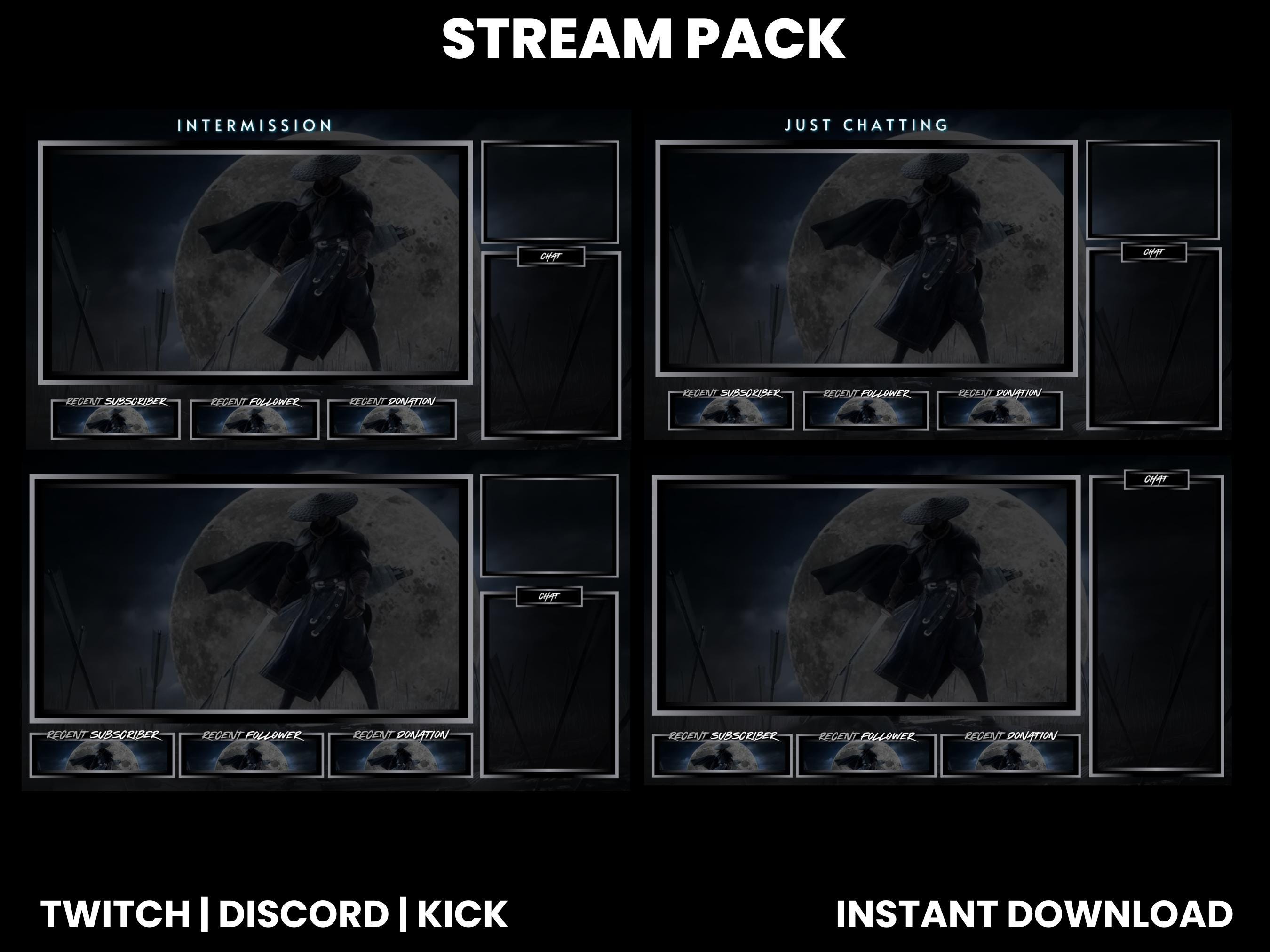 Moonlight Samurai Twitch Stream Pack | Animated Screens, Overlays ...