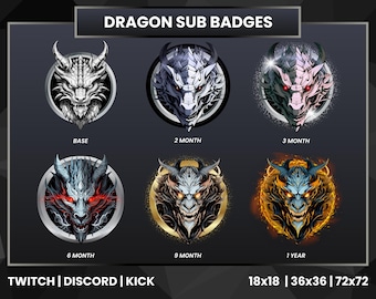 Badge Dragon Twitch Sub / Badge Fantasy Bit (download immediato)