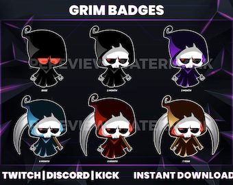 Emblemas de Sub do Twitch com a Morte | Emblemas Góticos | Emblemas de Expulsão | Reação de Expulsão (Download Instantâneo)