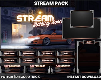 Red Car Racing Stream Pack | Animated Twitch Overlay, Screens & Panels |Kick Overlay