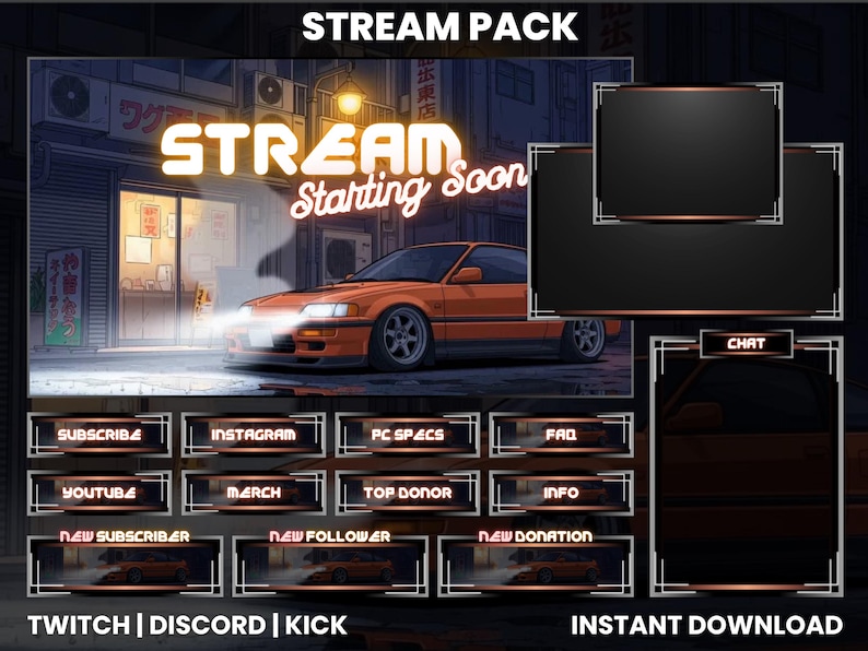 Red Car Themed Stream Pack | Car Overlays | Twitch Stream Pack |twitch ...