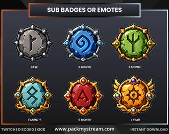 Emblemas de pedra simbólicos para Twitch, Kick e Discord