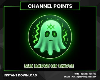 Green Ghost Emote Pack | Twitch Channel Points, Sub Badge (Animated)