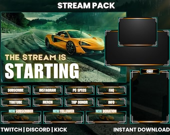 Yellow McLaren Stream Pack | Animated Screens, Panels, Overlays (Digital Download)