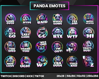 Pacote de Emotes Ninja Panda para Twitch | Pacote Vibrante de PNGs (Download Digital)