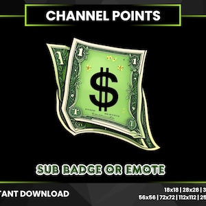 Dollar Bill Channel Point | Twitch Reward Emote | Cash Emote  | Currency Twitch Channel Point | Cash Twitch Reward | KICK | TICK TOCK
