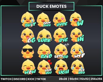 16x Adorable Duck Emote Bundle for Twitch, Discord & Kick