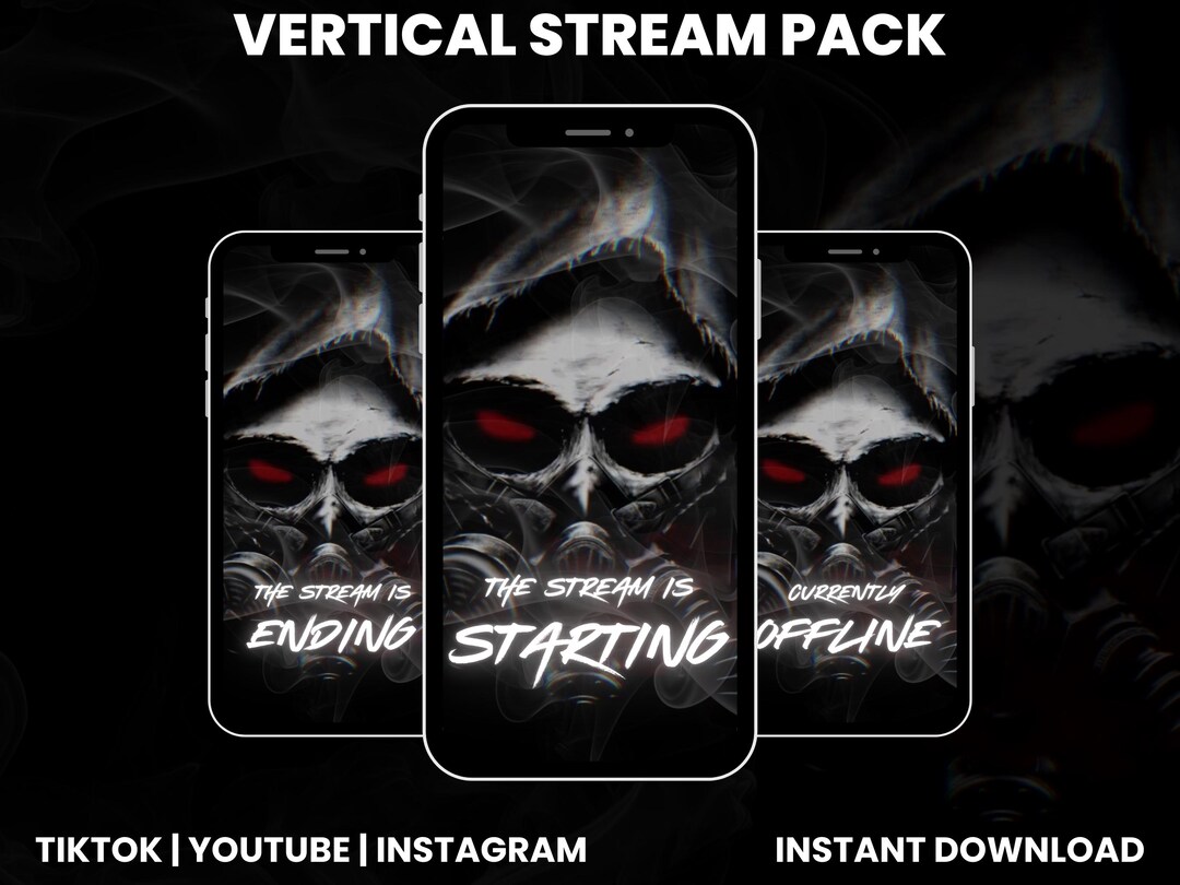 Gas Mas Vertical Stream Pack | Black Overlays | Mask Twitch Pack |mask ...