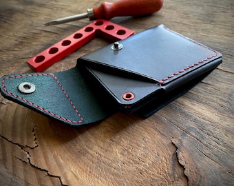 Porta carte in pelle fatto a mano - Pelle liscia di alta qualità • Portafoglio sottile e minimalista