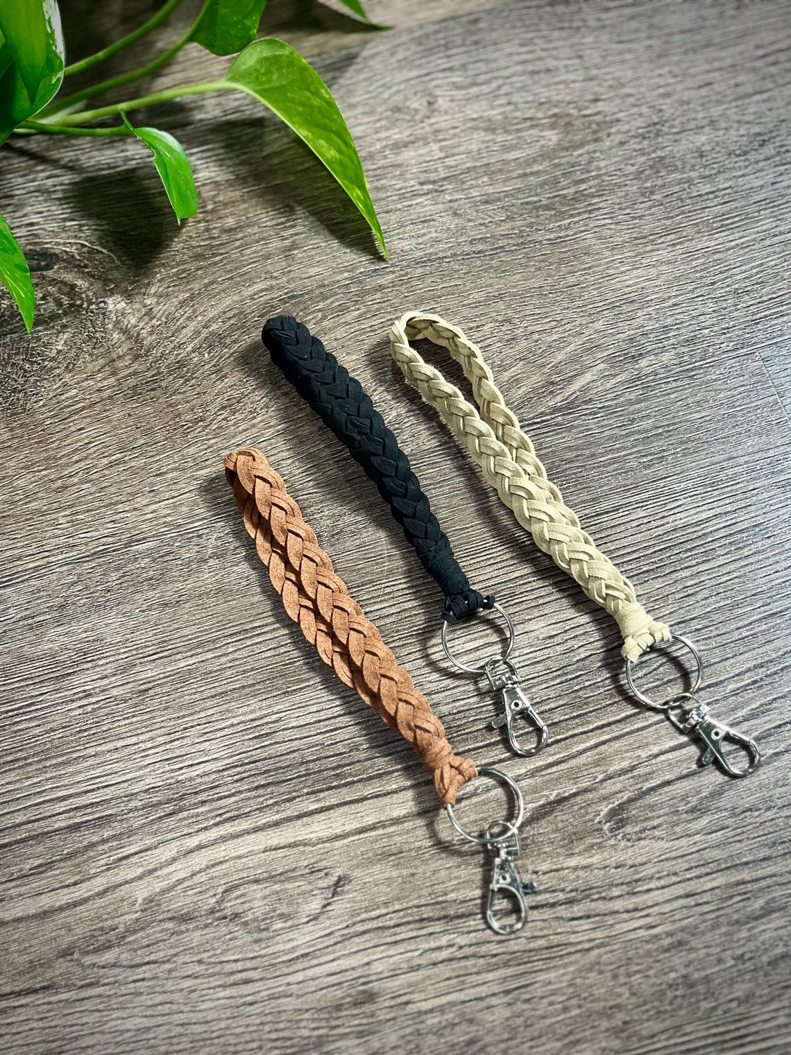Braided Leather Keychain Wristlet - Stylish Key Holder and Key ...