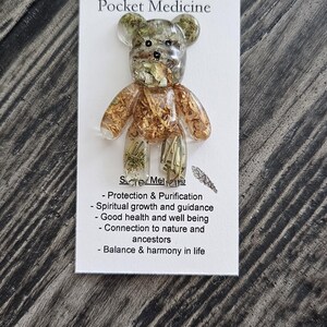 Sacred Medicine Pocket Bears Contains Sage Cedar Sweetgrass & Tobacco