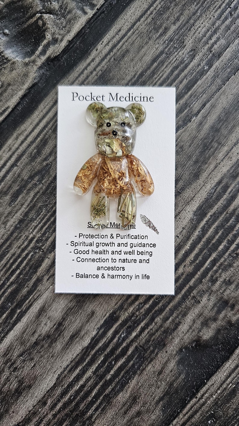Sacred Medicine Pocket Bears Contains Sage Cedar Sweetgrass & Tobacco
