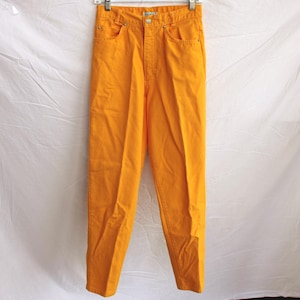 Vintage SKOOZI Yellow High Waisted Jeans | 80s 90s Tapered Fit Bold Denim | Clowncore | Bright | Retro | Made in USA