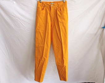 Vintage SKOOZI Yellow High Waisted Jeans: 80s Tapered Denim, Made in USA