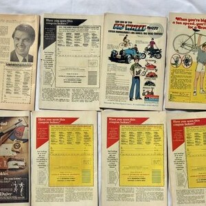 K&ouml;nnte beinhalten: Eine Sammlung von Vintage-Comics und Werbeanzeigen. Die Cover zeigen Illustrationen von Fahrr&auml;dern, Autos und einer Daisy B-B-Gun. Ein Cover tr&auml;gt den Text "How to tell your dad you're ready for Daisy B-B Gun".