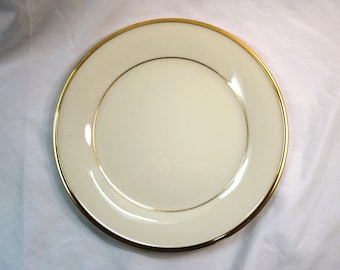 LENOX ETERNAL Dinner Plates Set of 4 Ivory White Gold Trim, Lenox