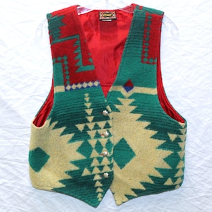 Vintage sydvästlig ullfilt | 80-tals aztekisk boho-klädsel i lager-på-lager