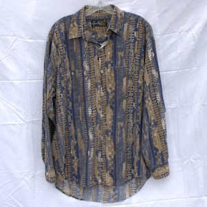 Vintage 90s Western Shirt – CowBoy Brand – Made in Mexico – Abstract Pattern Button Up – Southwestern Cowboy Shirt – Size M