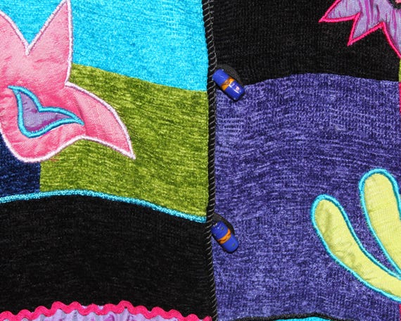 90s Patchwork Art Jacket - Colorblock Rayon Boho … - image 6