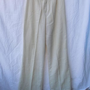 Vintage 1970s Peddlers II Beige Wide Leg Pants – Size 11/12 – High Rise Retro Trousers – Boho Minimalist Slacks – Free Shipping