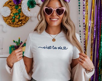 C'est La Vie T-Shirt | French Slogan Tee, Soft Style Cotton Blend