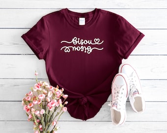 Bisou T-Shirt | French Slogan Tee, Kiss Graphic