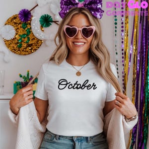 October T-Shirt | Minimalist Birth Month Tee | Autumn Slogan Top | October Birthday Gift UK | Simple Cosy Shirt for Her or Him