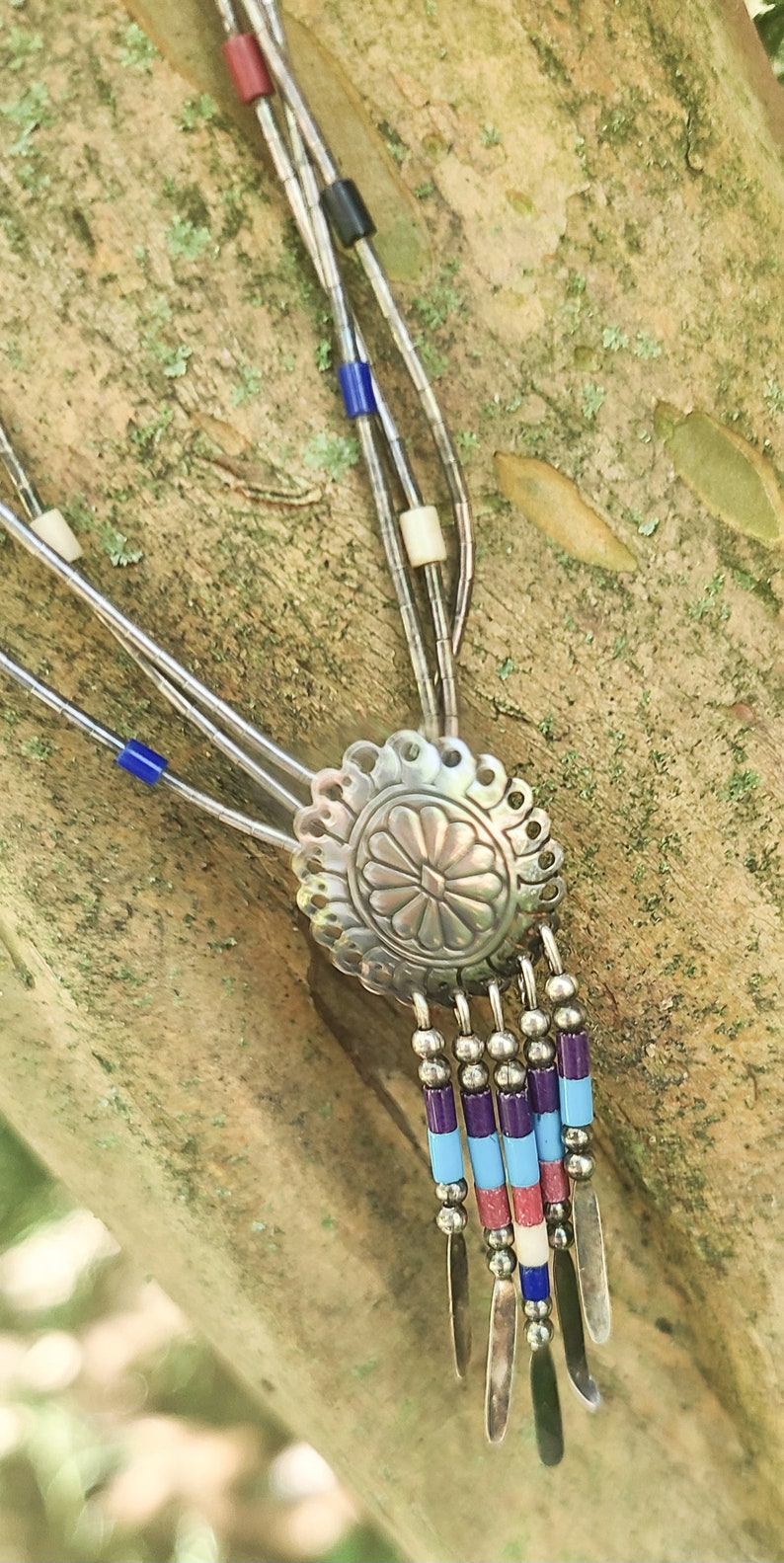 Handmade Vintage Native American Liquid Silver Necklace With Pendant - Etsy