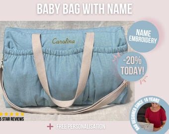 Large Green Maternity Bag with Custom Name, Large Hospital Bag with Name, Green Maternity Hospital Bag, Green Baby Bag, Bag Personalised