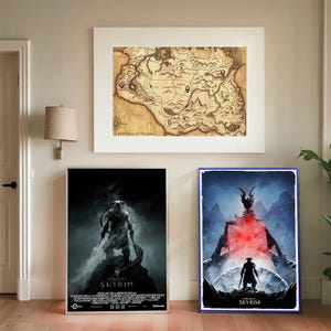 The Elder Scrolls V Skyrim-poster: vintage kaartvideogameposter, canvasposters, woondecoraties, muurkunst, woondecoratie, vakantiecadeaus.