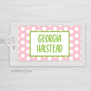 Kids Bag Tag Luggage Tag - Polka Dots - Pick your own colors