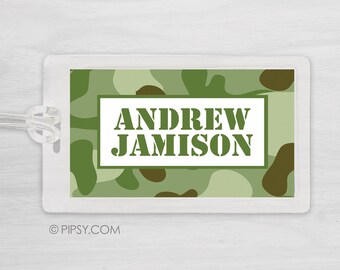 Personalized Camouflage Bag Tag: Army Camo Luggage Tag