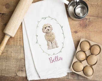 Personalized Pet Tea Towel, Custom Kitchen Decor, Choose your breed, Gift for pet lover, 100% cotton, Made in the USA, Flour Sack Hand Towel