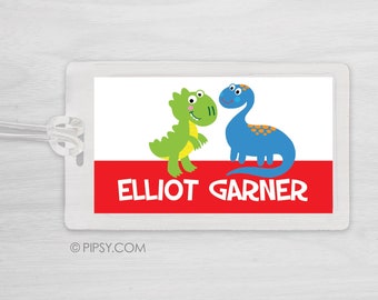 Cute Luggage Tag Dinosaur,People Look at T-Rex Id Tag Suitcase Carry