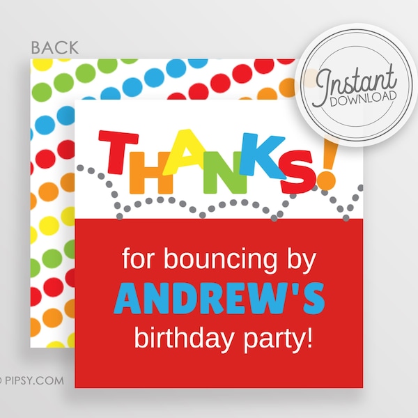 DIY Favor Tags - Bounce and Jump Birthday Party - Trampoline Favor tags - Instant Download - Edit using Templett.com