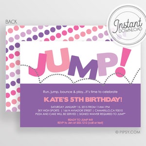 Jump and Bounce Birthday Party Invitation - 2 sided - Instant Download & Editable File - Templett Invitation