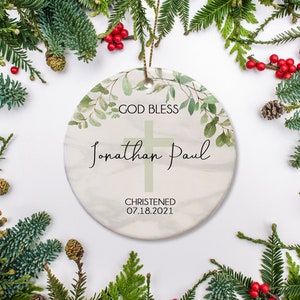 Personalized Christening Christmas Ornament, Perfect Christening custom keepsake gift, God Bless, Christened