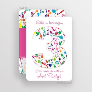 Art Birthday Party Invitation: Colorful Paint Splatter (JPG or Printed)