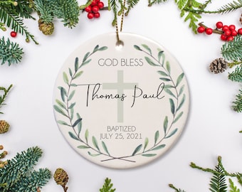 Personalized Baptism Christmas Ornament | Perfect baptism custom keepsake gift | God Bless | Baptized