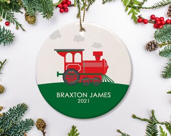 Personalized Christmas Ornament, Baby Boy Ornament, Train Ornament, Baby's 1st Christmas 2021, Choo Choo Ornament