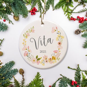 Personalized Baby's First Christmas Girl Pink Ornament 2021 Personalized Baby's First Christmas Girl Pink Ornament 2021