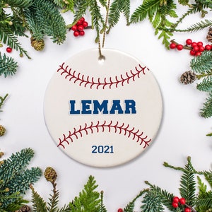 Baseball Christmas Ornament, Personalized Baseball Kid&#39;s Ornament, Baseball Ornament, Sports Ornament